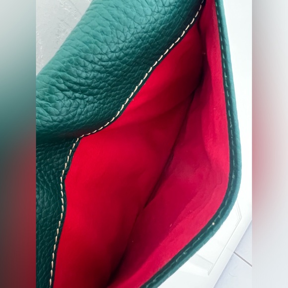 Dooney & Bourke Small Pebble Leather Fold Over Zip Crossbody Bag - Green - Picture 8 of 10